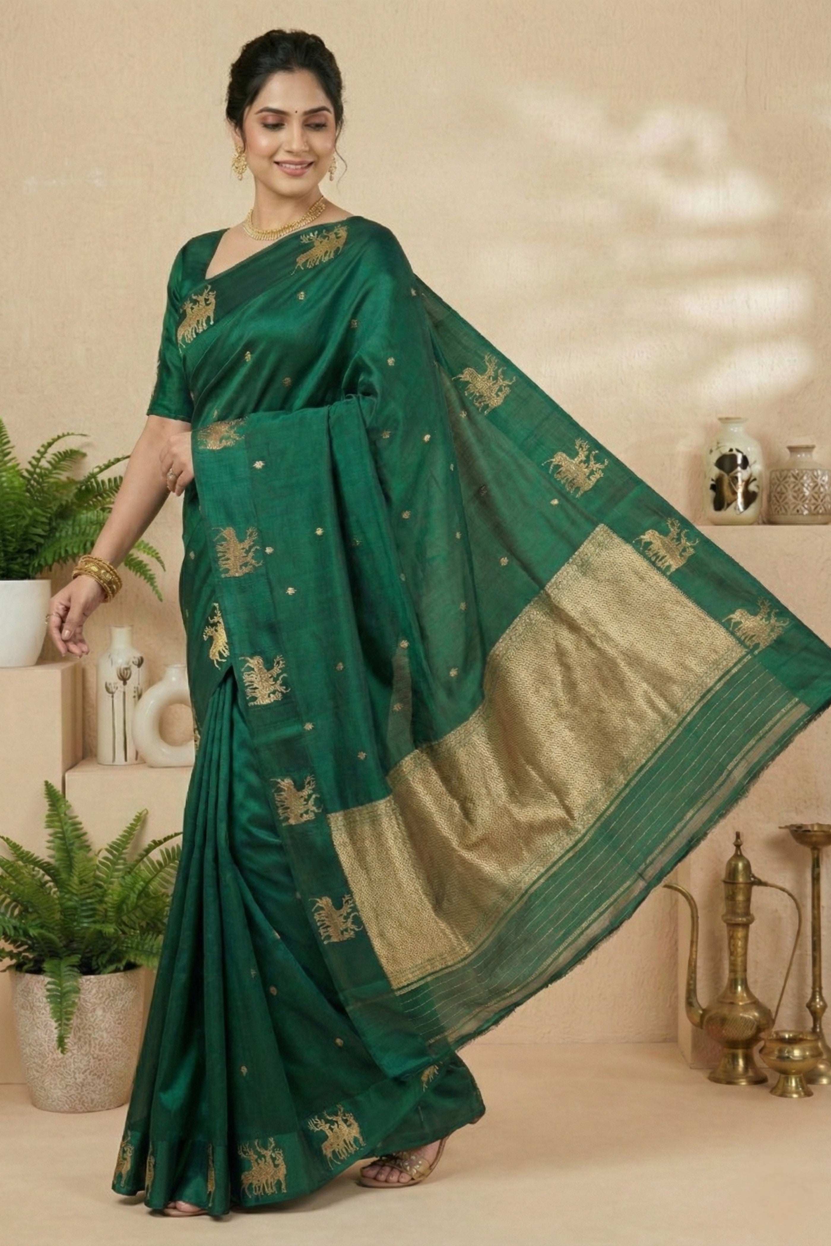 Emerald Green Soft Silk Saree