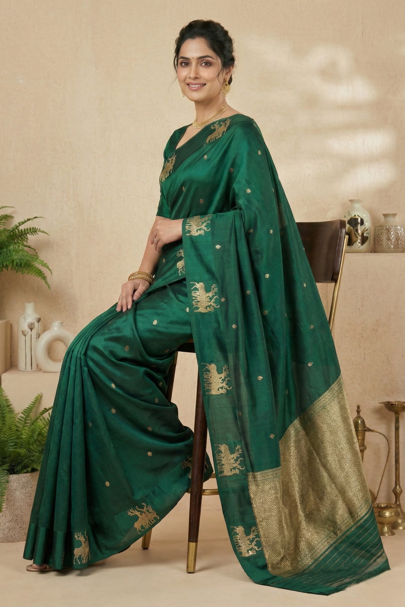 Emerald Green Soft Silk Saree
