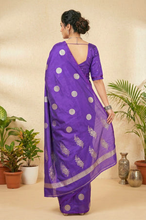 Royal Purple Polka Dot Soft Silk Saree