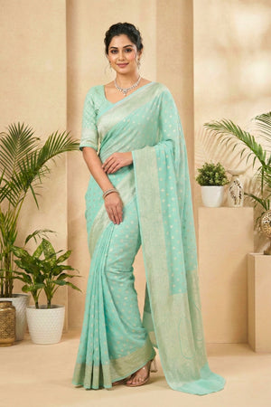 Serene Aqua Blue Georgette Saree