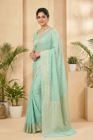 Serene Aqua Blue Georgette Saree