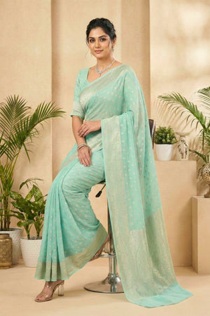Serene Aqua Blue Georgette Saree