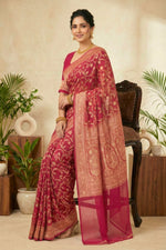 Fuchsia Pink Georgette Saree
