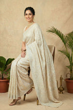 Ivory Cream Banarasi Georgette Saree