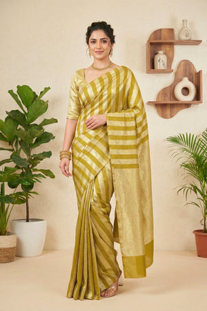 Olive Gold Moonga Silk Saree