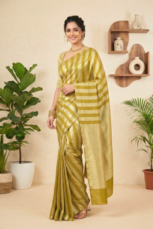 Olive Gold Moonga Silk Saree