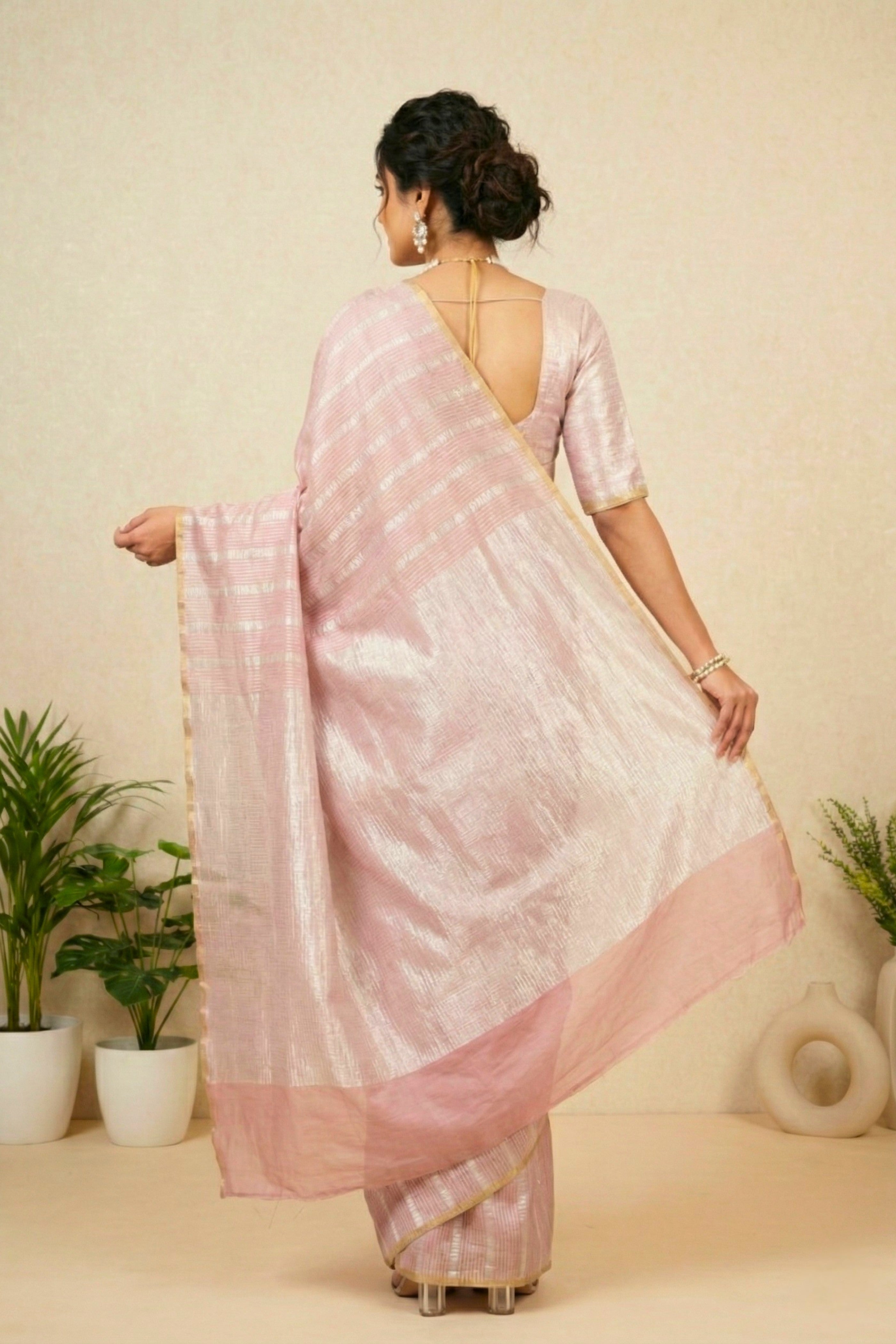 Dusty Rose Moonga Silk Saree
