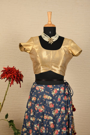 Gold and light floral lehenga