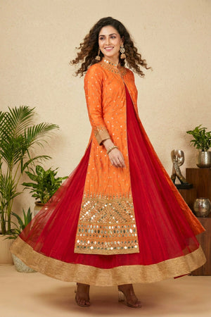 Orange regal mirror embroidered jacket suit