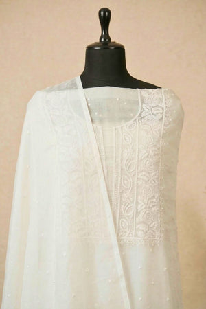 Dyeable Organza Chikankari Suit Set