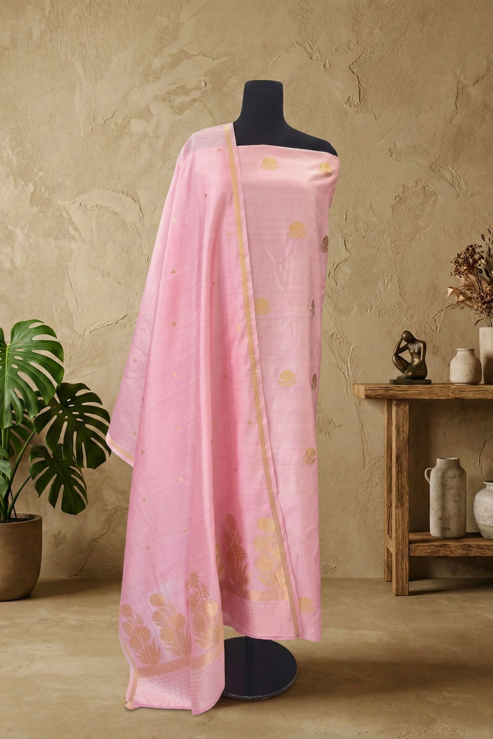 Blossom Pink Fine Silk Suit Set