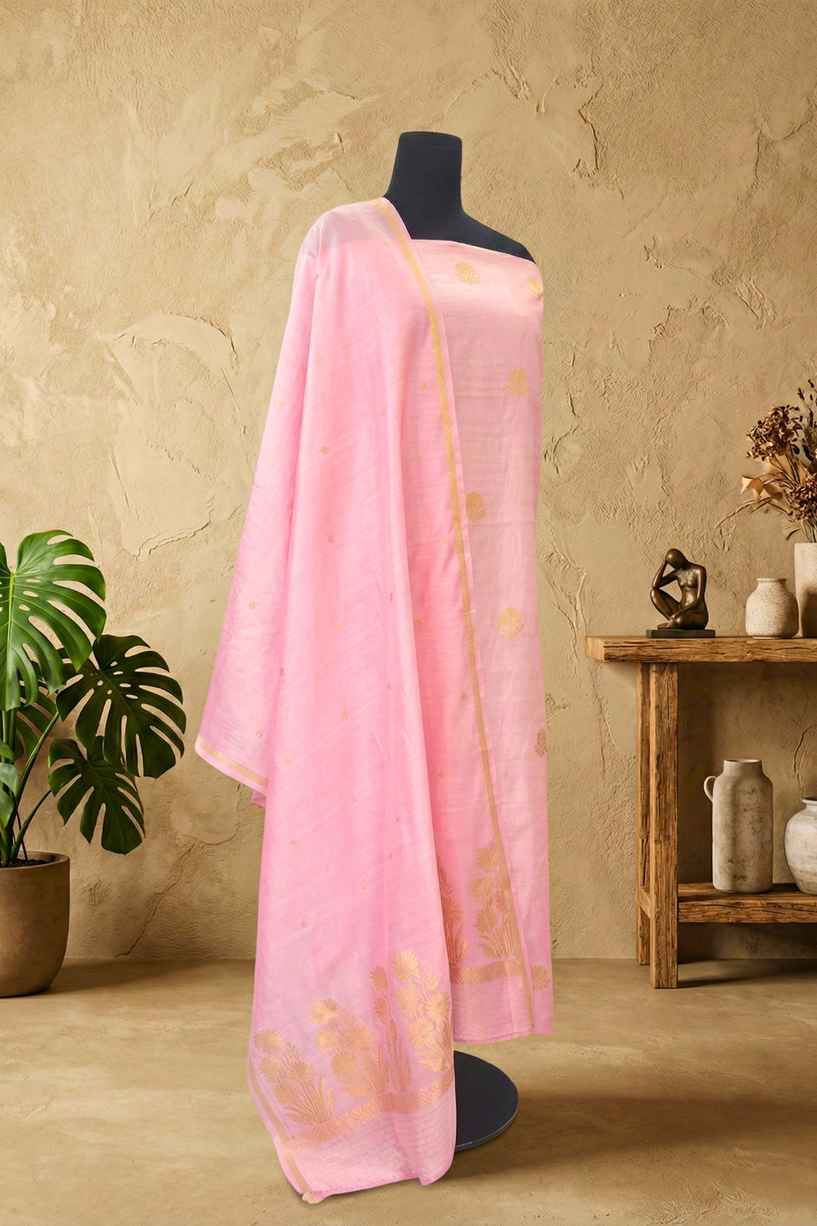 Blossom Pink Fine Silk Suit Set