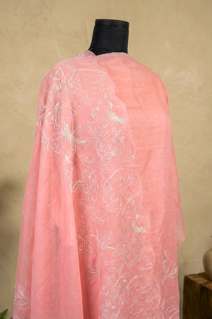 Blush Pink Chanderi Unstitched Suit Set