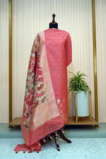 Blush Pink Moonga Silk Organza Dupatta Set