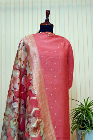 Blush Pink Moonga Silk Organza Dupatta Set