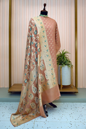 Blush Peach Banarasi Georgette Jal Dupatta