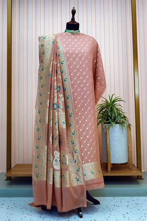 Blush Peach Banarasi Georgette Jal Dupatta