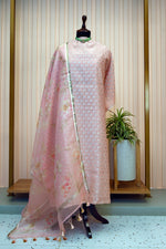 Pastel Pink Chanderi Suit Set
