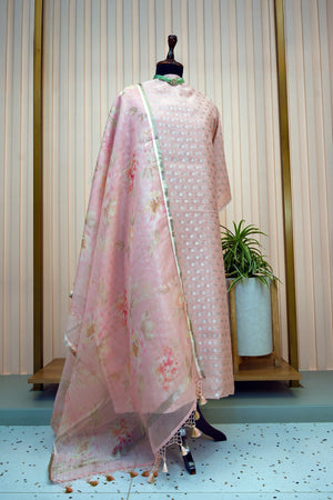 Pastel Pink Chanderi Suit Set