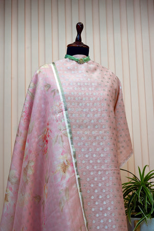 Pastel Pink Chanderi Suit Set