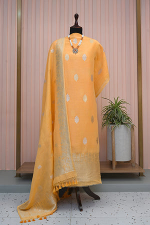 Genda Orange Banarasi Chiffon Linen