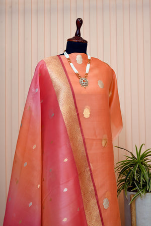 Peach & Pink Omber Organza Suit Set