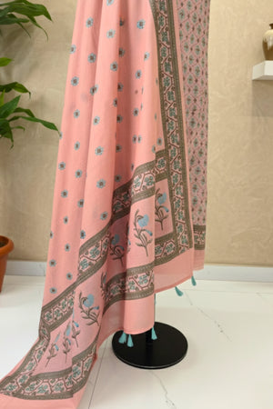 Pastel Pink Cotton Chanderi Suit Set
