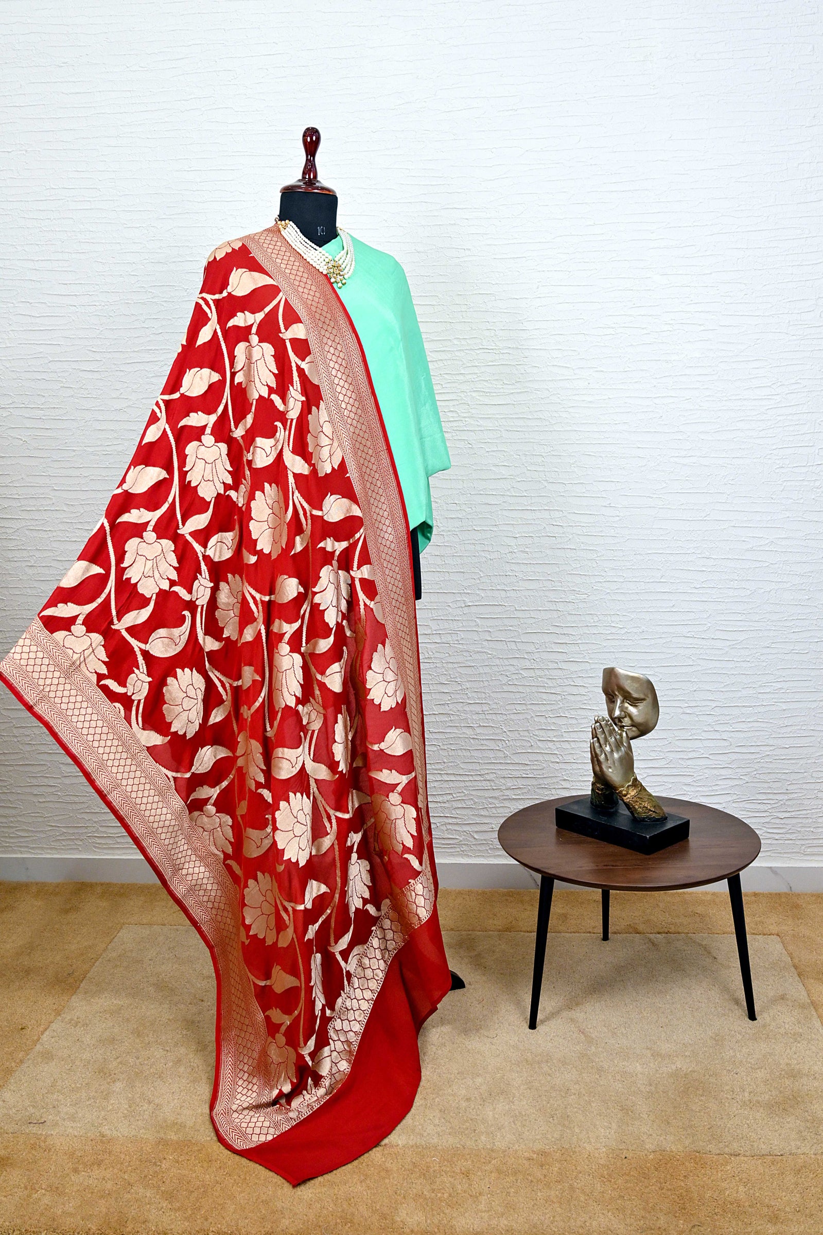 Deep Red Banarasi Georgette Dupatta