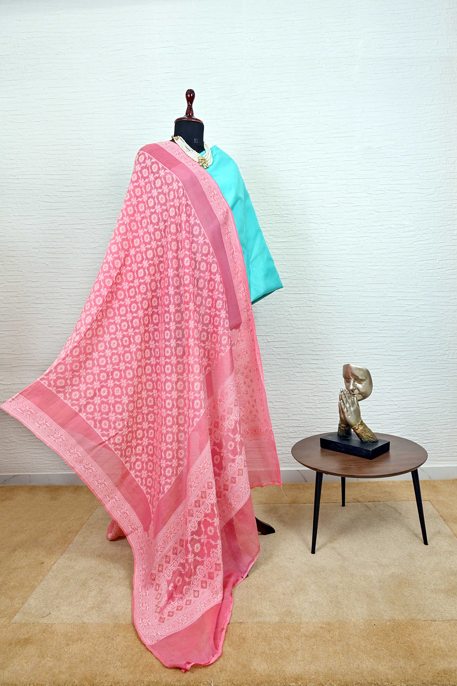 Blush Pink Banarasi Chiffon Dupatta