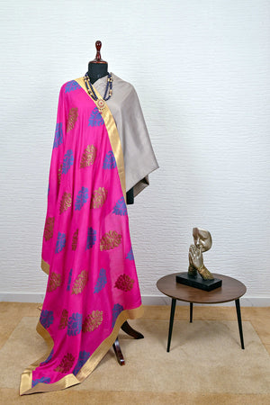 Majenta Banarasi Resham Moonga Silk Dupatta