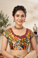 Vibrant Abstract Mosaic Print Crepe Blouse