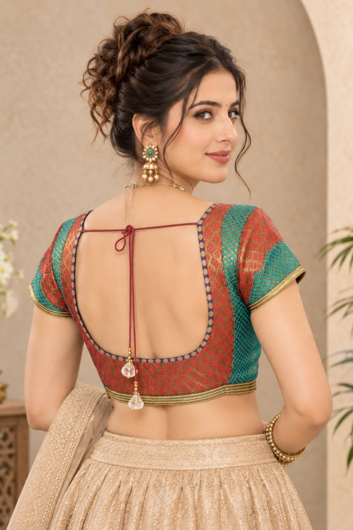 Multicolor Brocade Silk Patchwork Designer Blouse