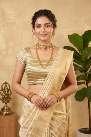 Classic Metallic Gold Textured Shimmer Blouse