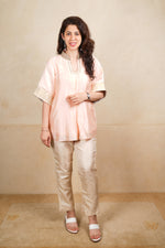 Peach Silk Embroidered Tunic Top
