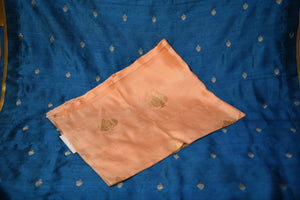 Deep Sapphire Soft Silk Saree with Minimalist Gold Border