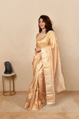 Radiant Gold Kora Tissue Silk Saree