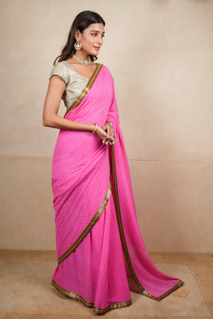 Charming Light Pink Chiffon Saree with Ready-to-Wear Silver Blouse