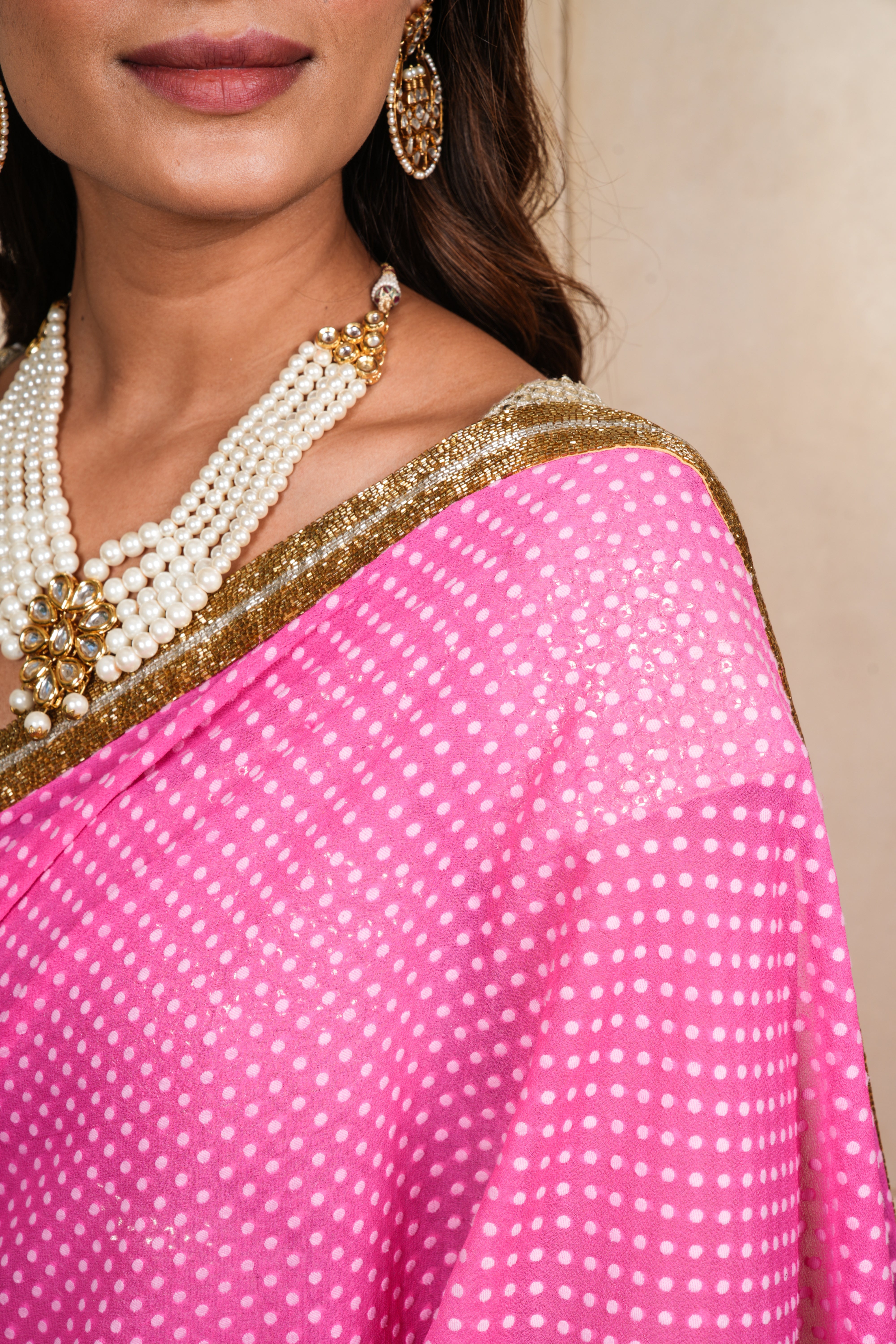 Charming Light Pink Chiffon Saree with Ready-to-Wear Silver Blouse