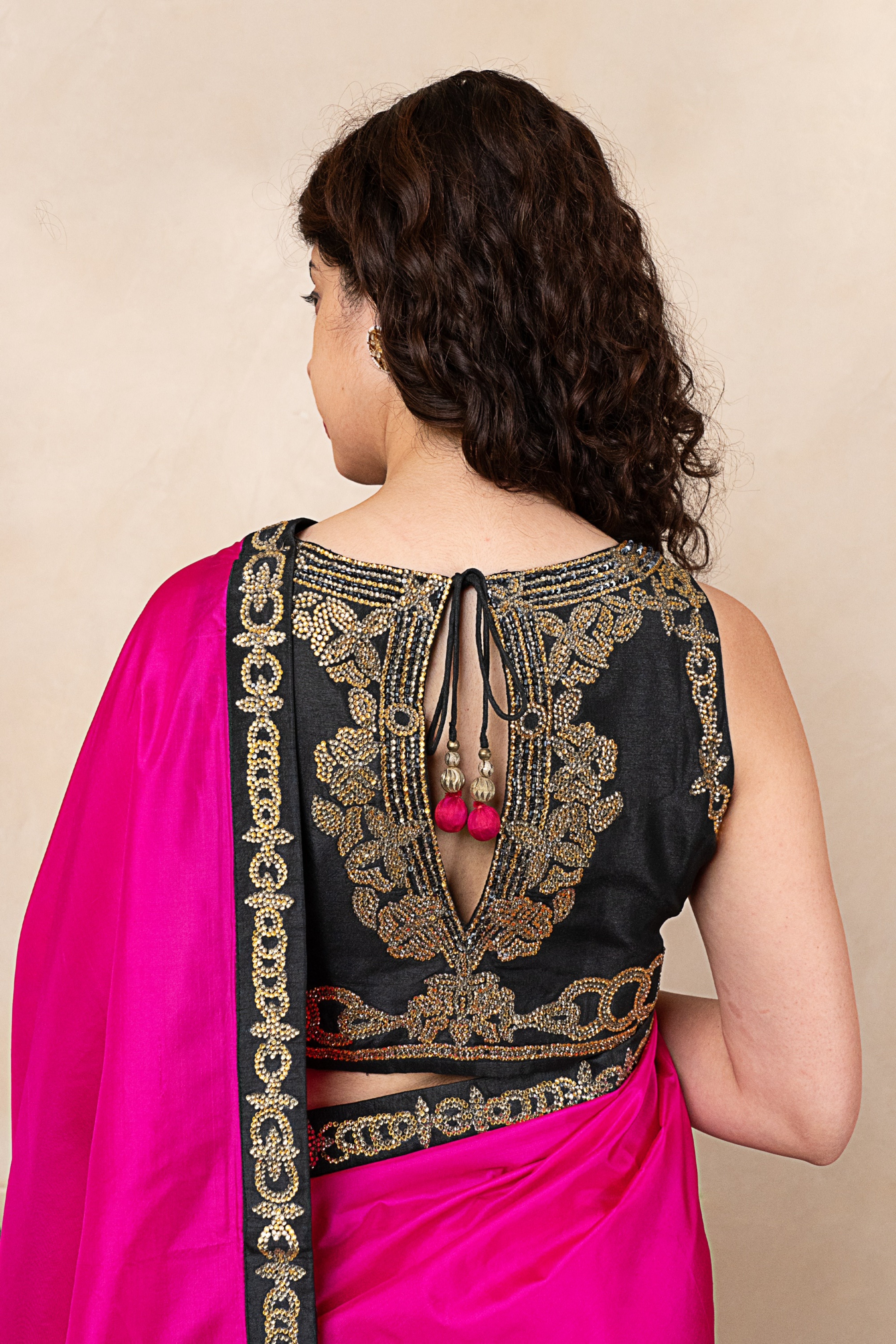 Vibrant Hot Pink Silk Saree with Embroidered Ready Blouse