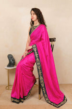 Vibrant Hot Pink Silk Saree with Embroidered Ready Blouse