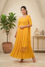Sunshine Yellow Chiffon Off-Shoulder Gown