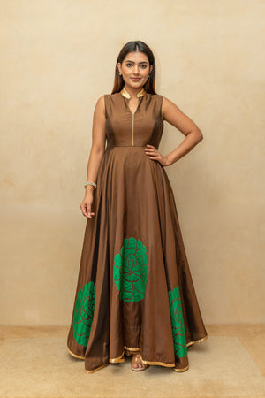 Chocolate Brown Silk Suit Set