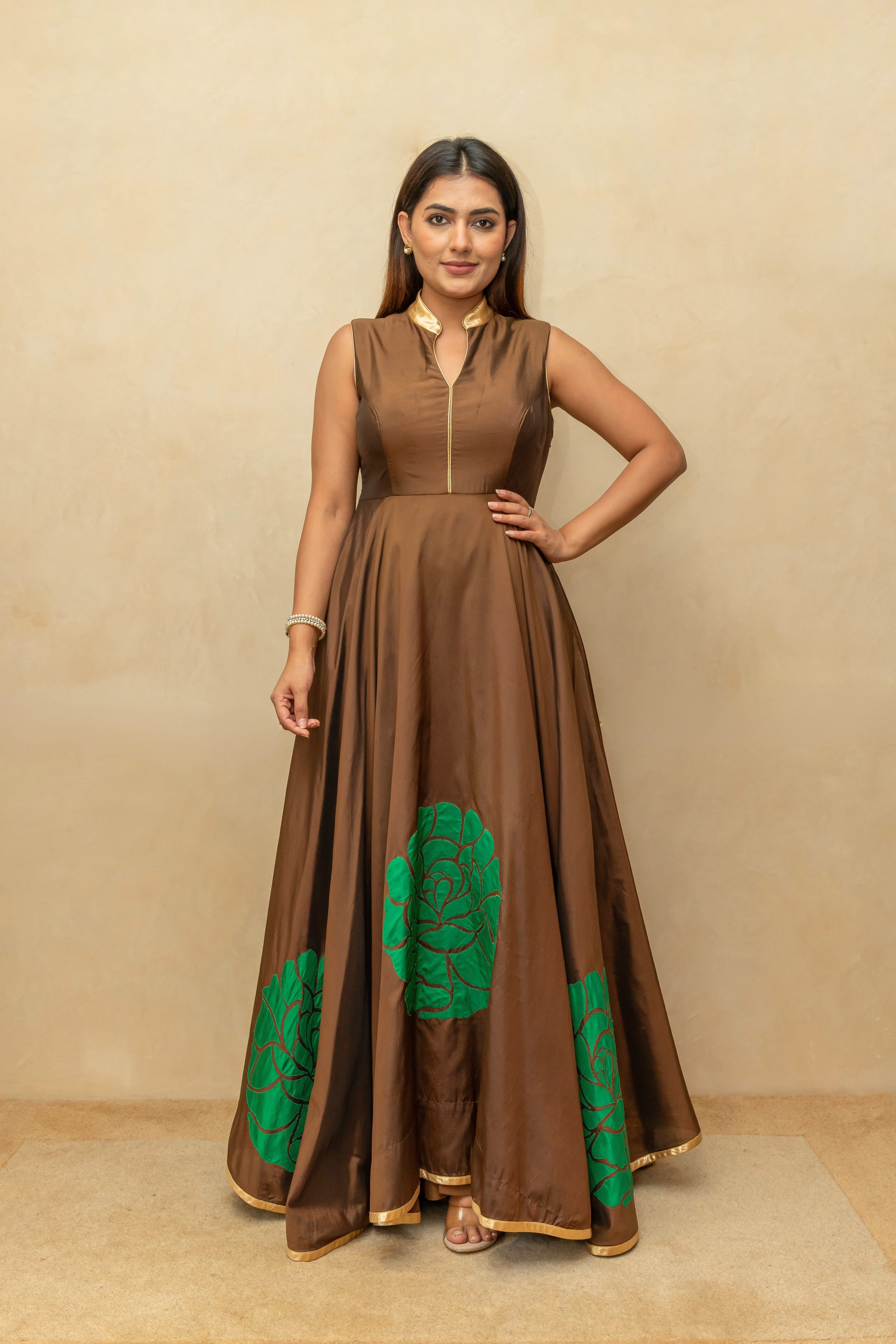 Chocolate Brown Silk Suit Set