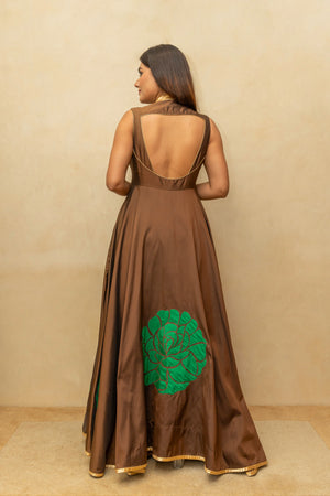 Chocolate Brown Silk Suit Set
