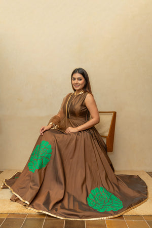 Chocolate Brown Silk Suit Set