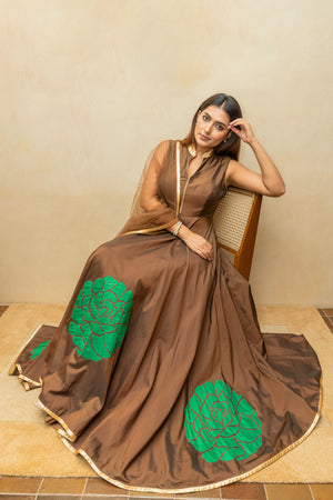 Chocolate Brown Silk Suit Set