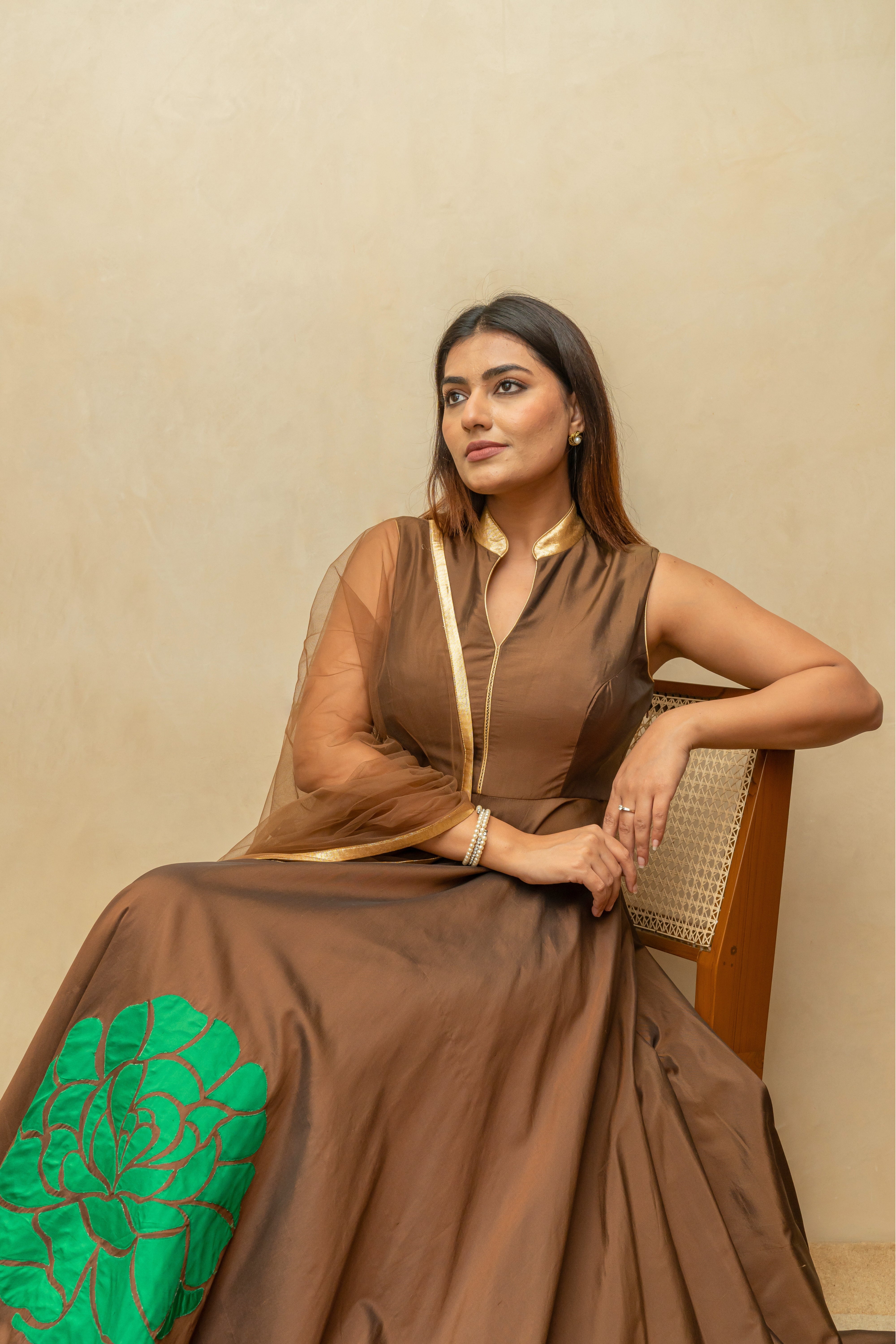 Chocolate Brown Silk Suit Set
