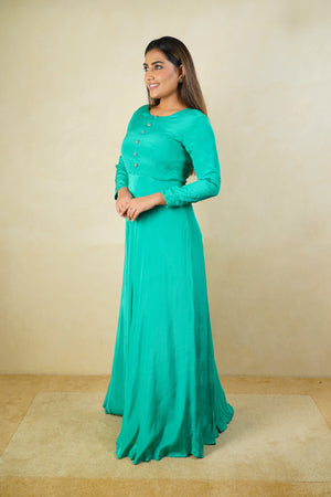 Emerald Green Crepe Anarkali Gown