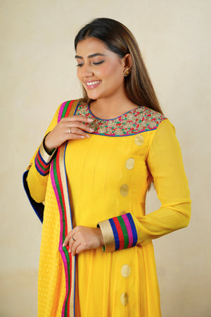 Sunshine Yellow Chiffon Anarkali Suit Set