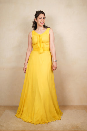 Bright Yellow Chiffon Maxi Dress